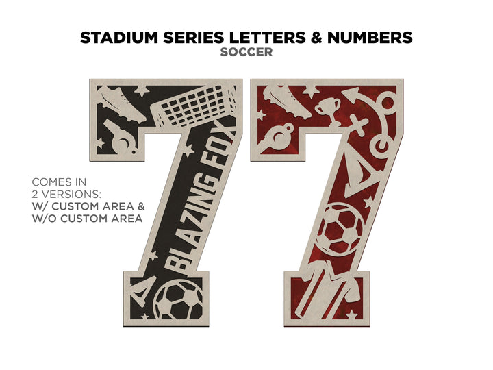 Stadium Series Letters and Numbers - Soccer - Customizable and Non Customizable options included - Tested on Glowforge & Lightburn