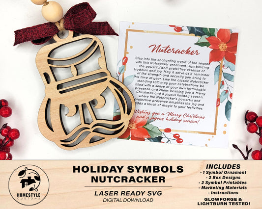 Nutcracker Holiday Symbol - 1 Symbol Ornament - 2 Prints - 2 Box Designs - SVG, PDF, AI File Download - Glowforge and Lightburn