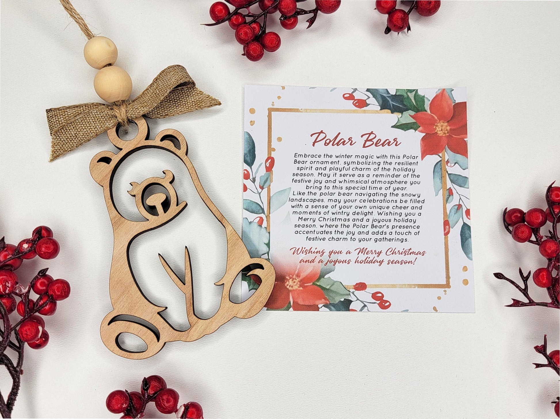 Polar Bear Holiday Symbol - 1 Symbol Ornament - 2 Prints - 2 Box Designs - SVG, PDF, AI File Download - Glowforge and Lightburn