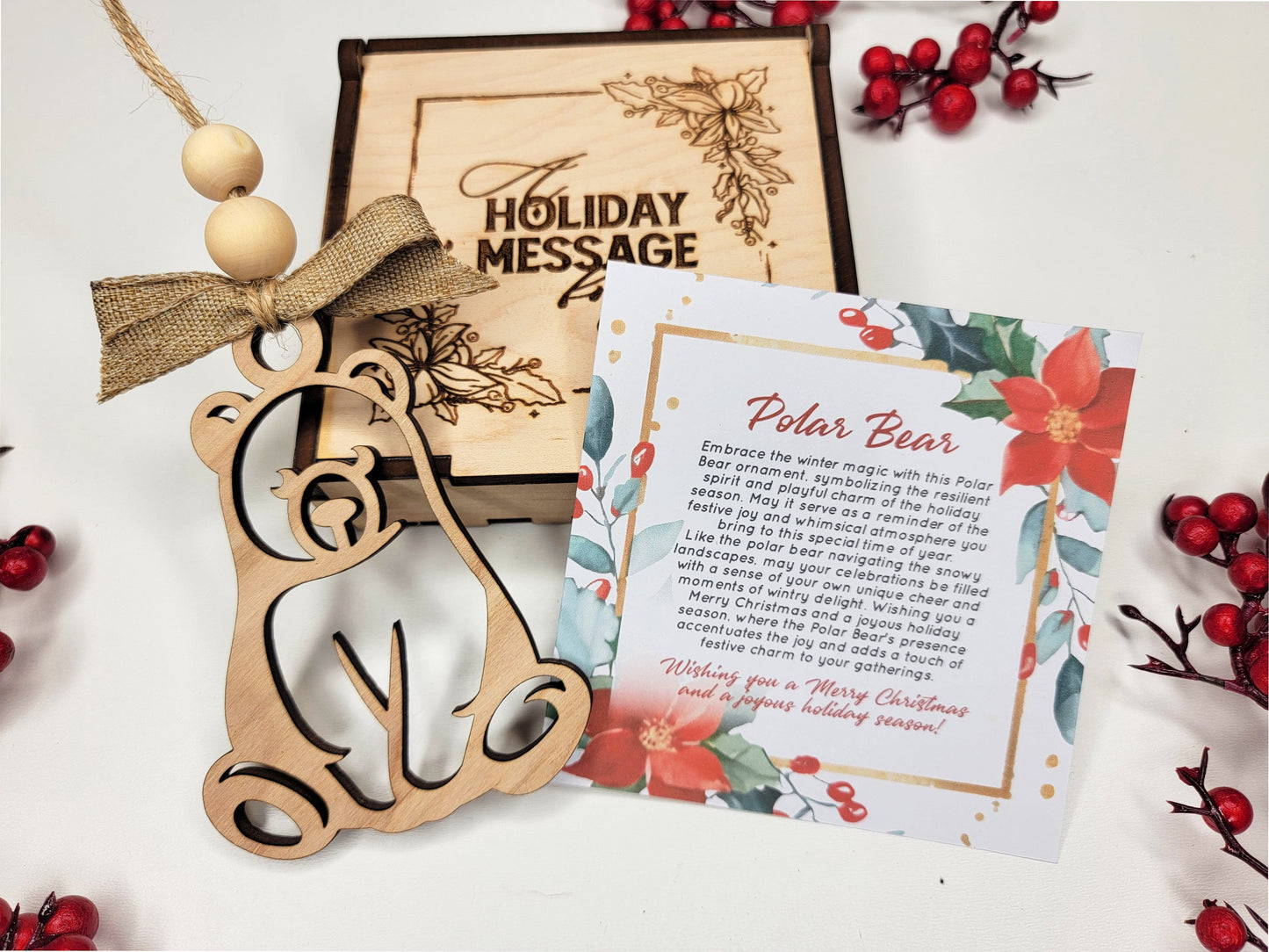 Polar Bear Holiday Symbol - 1 Symbol Ornament - 2 Prints - 2 Box Designs - SVG, PDF, AI File Download - Glowforge and Lightburn