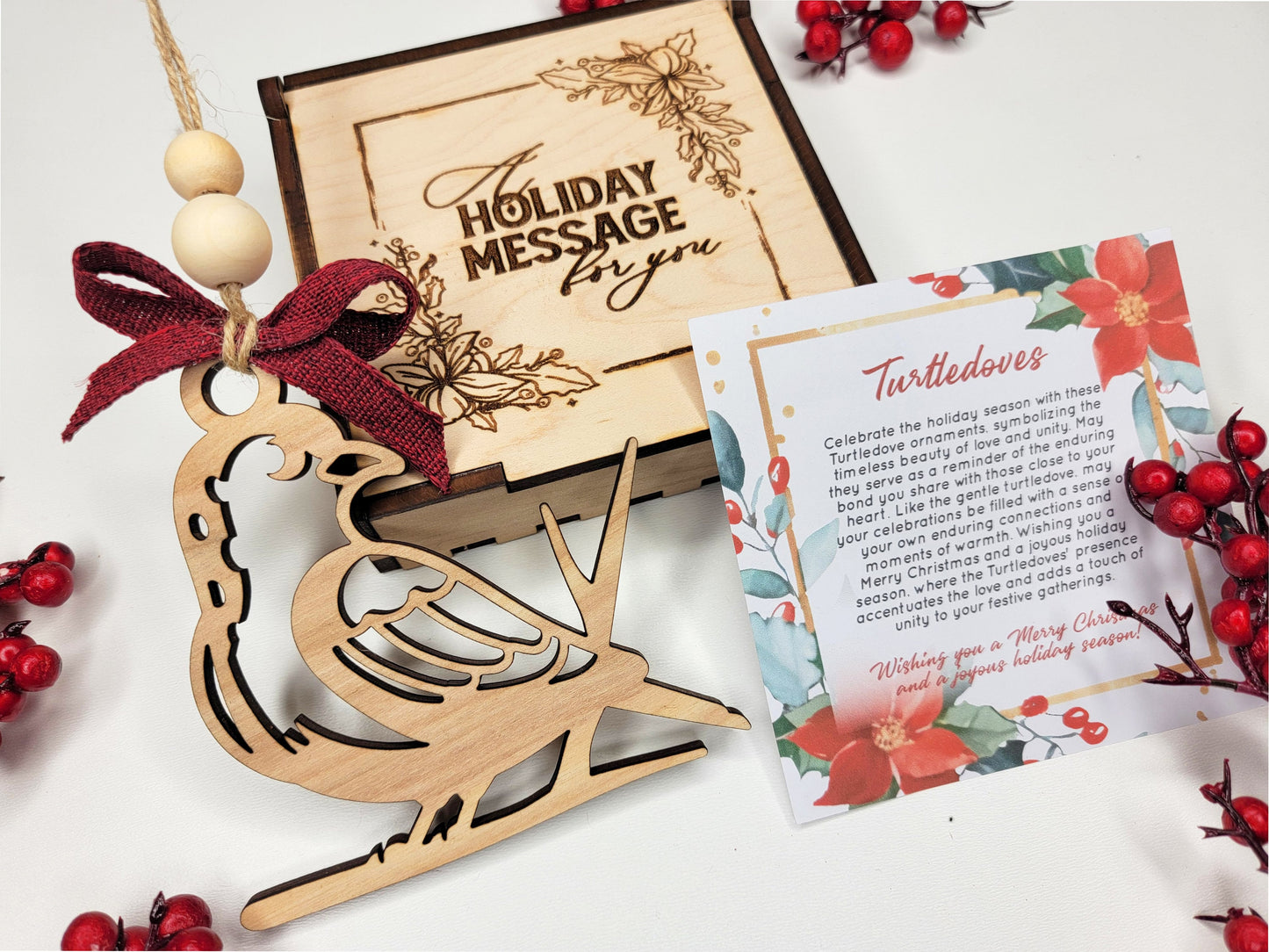 Turtledove Holiday Symbol - 1 Symbol Ornament - 2 Prints - 2 Box Designs - SVG, PDF, AI File Download - Glowforge and Lightburn