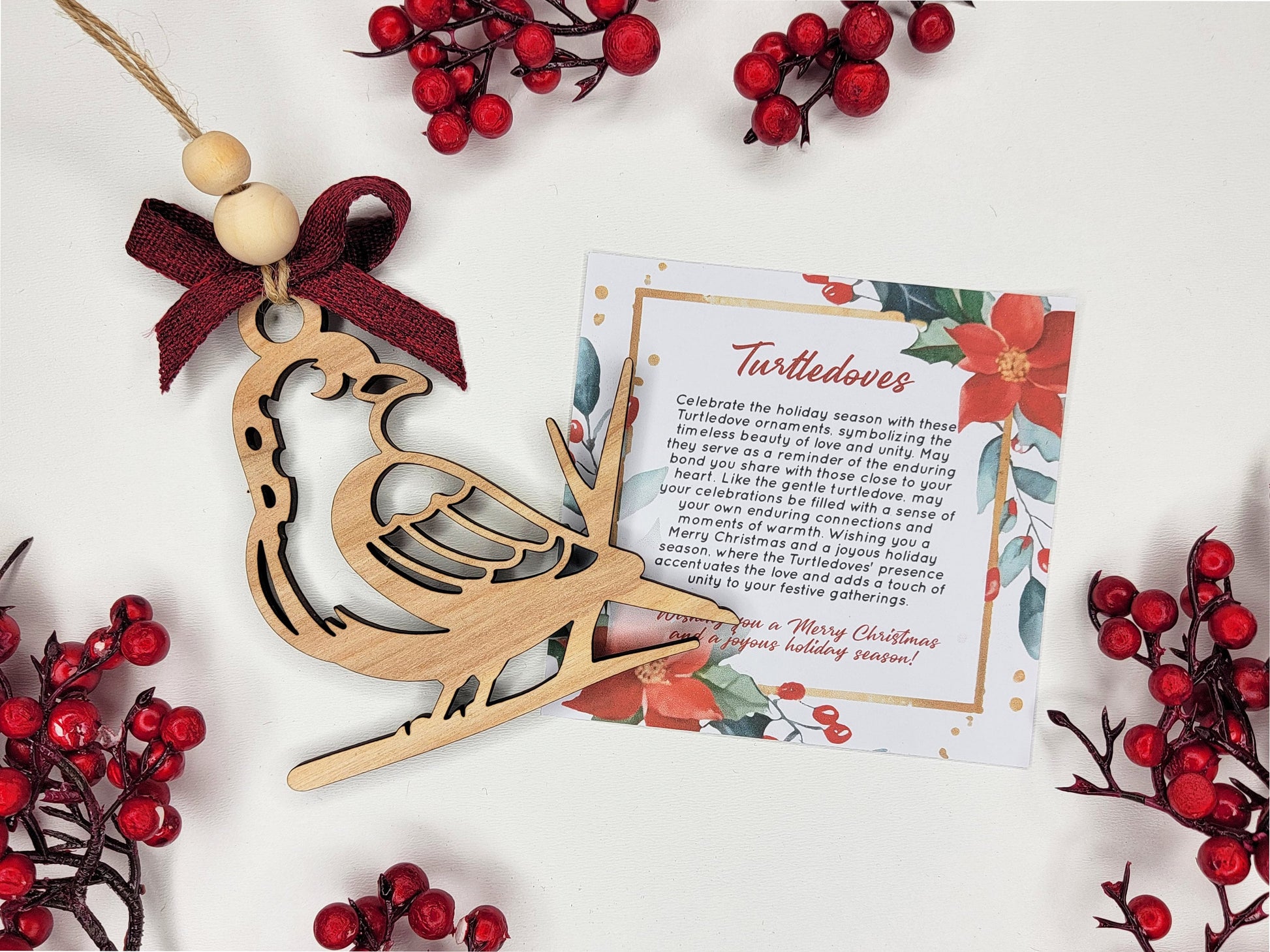 Turtledove Holiday Symbol - 1 Symbol Ornament - 2 Prints - 2 Box Designs - SVG, PDF, AI File Download - Glowforge and Lightburn