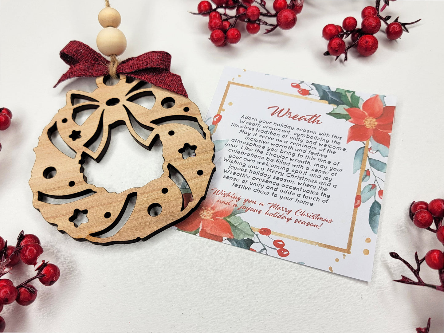 Wreath Holiday Symbol - 1 Symbol Ornament - 2 Prints - 2 Box Designs - SVG, PDF, AI File Download - Glowforge and Lightburn