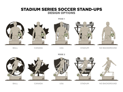 Stadium Series Stand Ups - Soccer - 3 poses in 2 cut formats and 1 engrave option with Male and Female - Tested on Glowforge & Lightburn