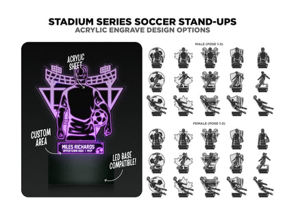 Stadium Series Stand Ups - Soccer - 3 poses in 2 cut formats and 1 engrave option with Male and Female - Tested on Glowforge & Lightburn