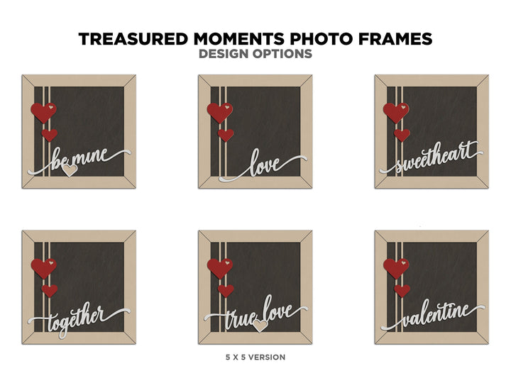Treasured Moments Photo Frames - Includes Frame Sizes 4x6, 5x5, 5x7, 8x10 - 6 text options - Tested on Glowforge & Lightburn