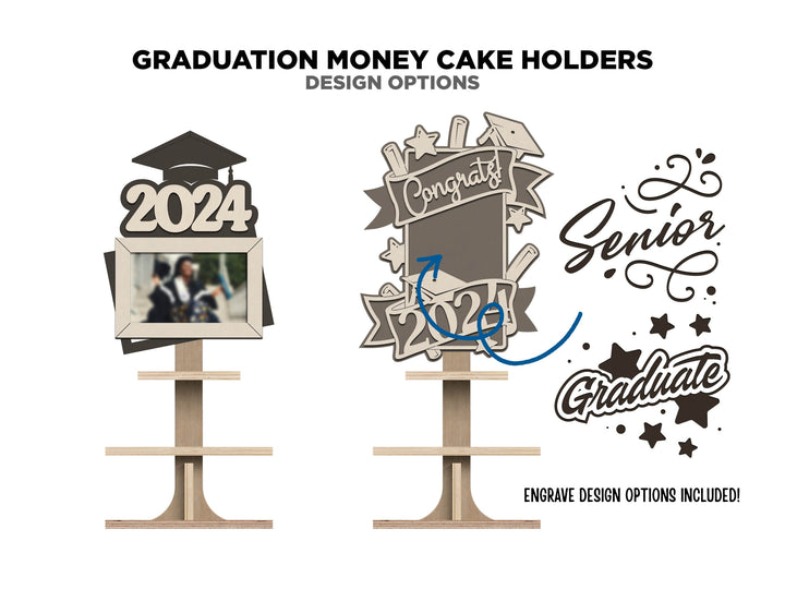 Graduation Money Cake Holders - Includes 6 Designs - Fits all Material thickness - Tested on Glowforge & Lightburn