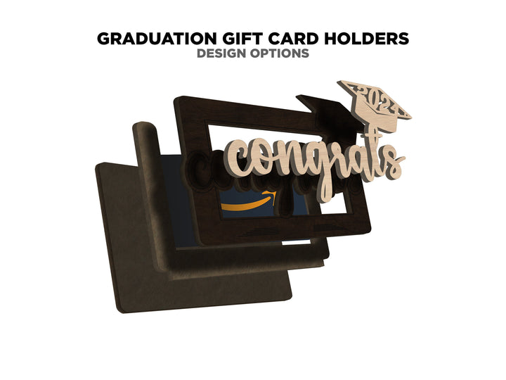 Graduation Gift Card Holders - Includes 5 Designs - Fits all Material Thickness - Tested on Glowforge & Lightburn