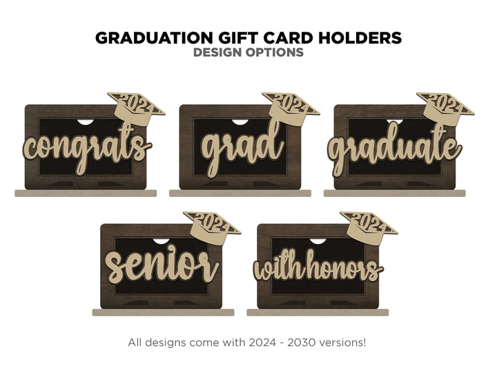 Graduation Gift Card Holders - Includes 5 Designs - Fits all Material Thickness - Tested on Glowforge & Lightburn