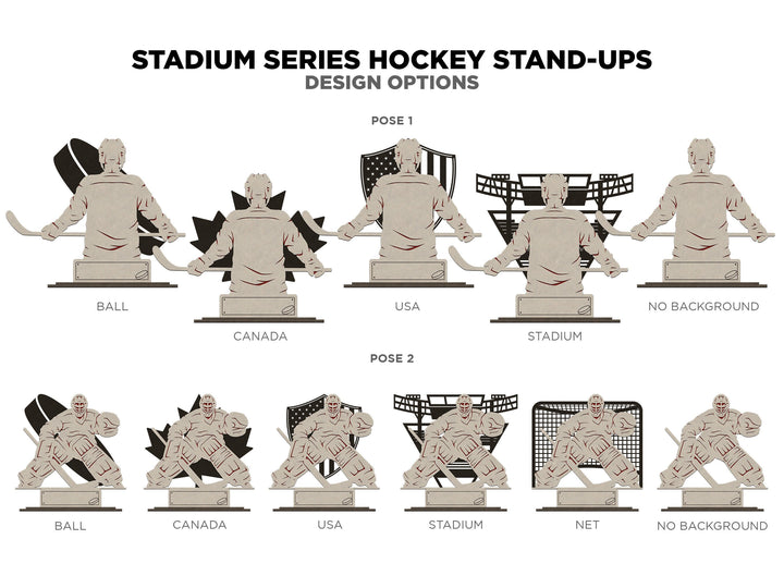 Stadium Series Stand Ups - Hockey - 3 poses in 2 cut formats and 1 engrave option with Male and Female - Tested on Glowforge & Lightburn