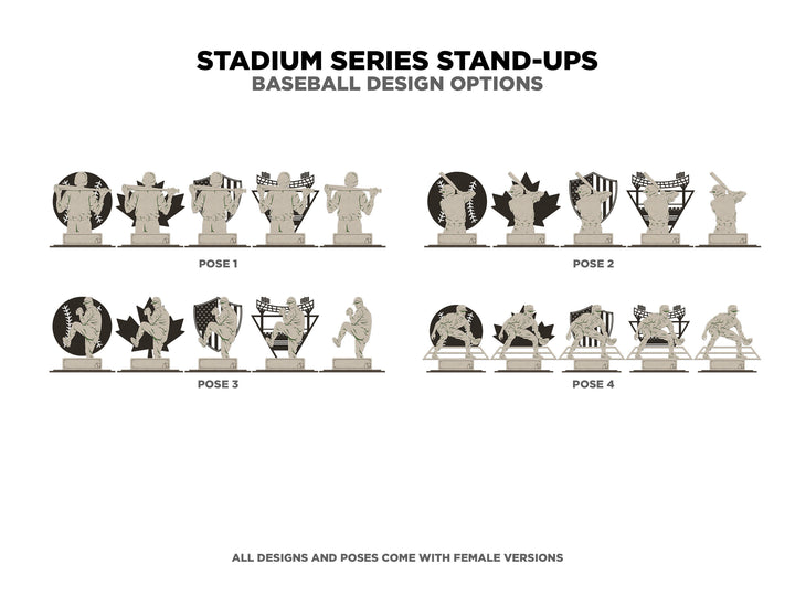 Stadium Series Stand Ups Bundle - Includes Football, Basketball, Soccer, Baseball Hockey - Male and Female - Tested on Glowforge & Lightburn