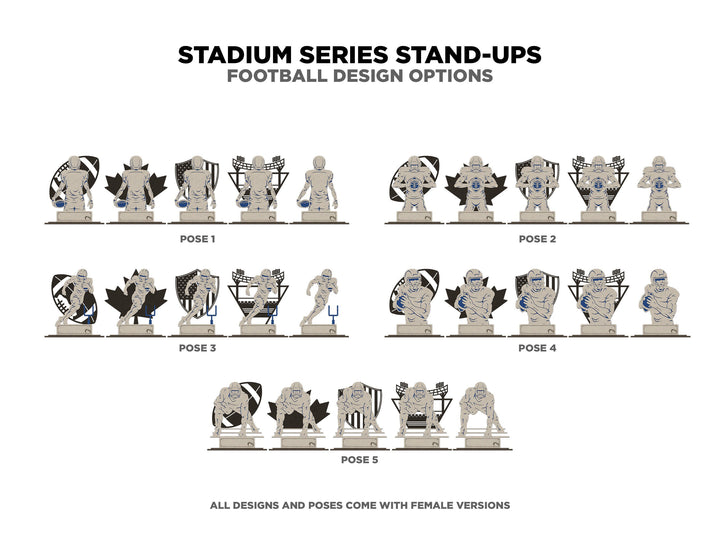 Stadium Series Stand Ups Bundle - Includes Football, Basketball, Soccer, Baseball Hockey - Male and Female - Tested on Glowforge & Lightburn