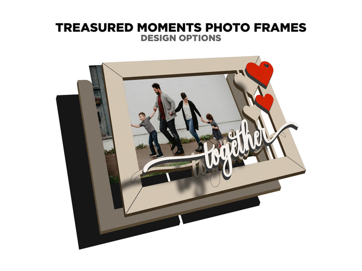 Treasured Moments Photo Frames - Includes Frame Sizes 4x6, 5x5, 5x7, 8x10 - 6 text options - Tested on Glowforge & Lightburn