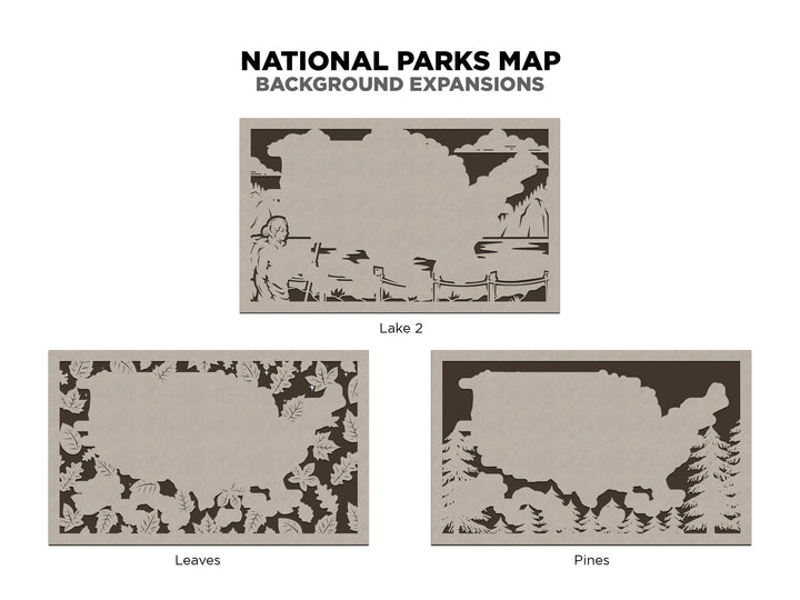 The National Park Background Expansion - 16 Backgrounds - Map Sold Separately - SVG, PDF File Download - Tested in Lightburn and Glowforge