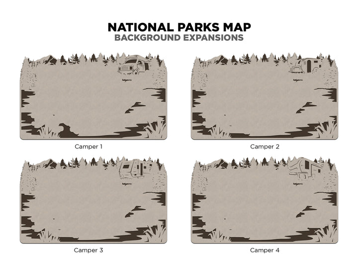 The National Park Background Expansion - 16 Backgrounds - Map Sold Separately - SVG, PDF File Download - Tested in Lightburn and Glowforge