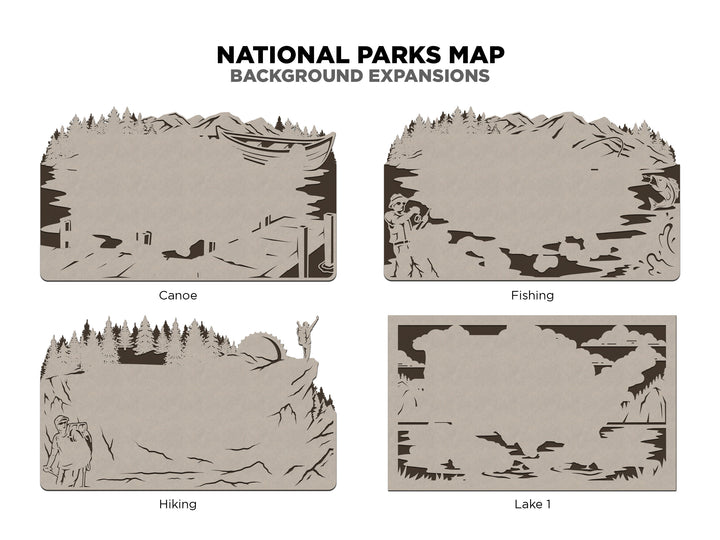 The National Park Background Expansion - 16 Backgrounds - Map Sold Separately - SVG, PDF File Download - Tested in Lightburn and Glowforge