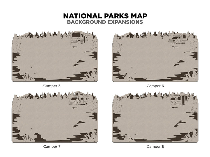 The National Park Background Expansion - 16 Backgrounds - Map Sold Separately - SVG, PDF File Download - Tested in Lightburn and Glowforge