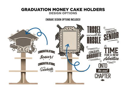 Graduation Money Cake Holders - Includes 6 Designs - Fits all Material thickness - Tested on Glowforge & Lightburn