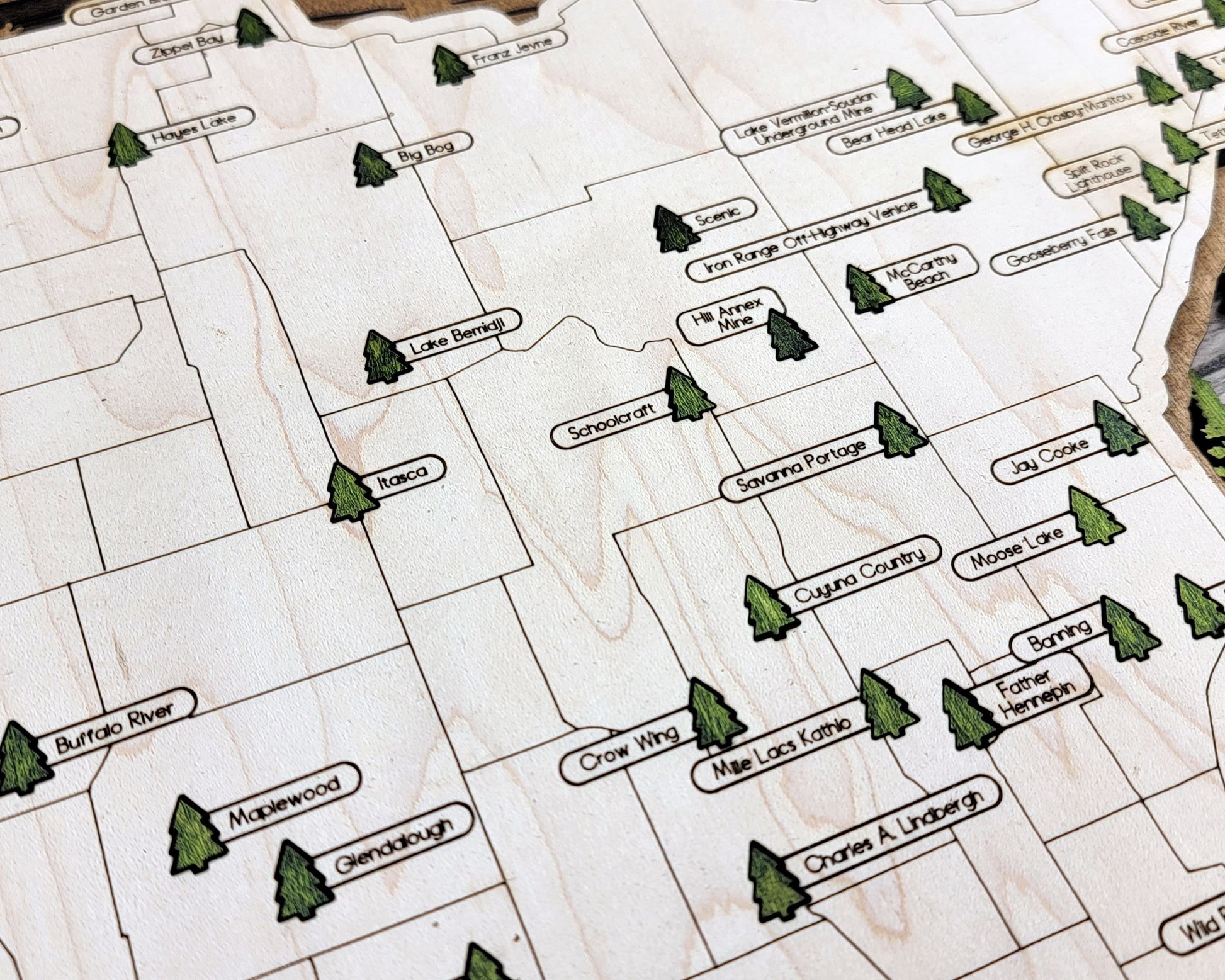 The Minnesota State Park Map - Custom and Non Customizable Options - SVG, PDF File Download - Tested in Lightburn and Glowforge