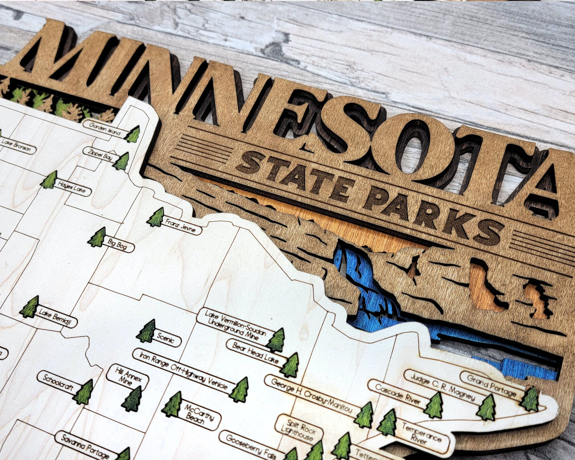 The Minnesota State Park Map - Custom and Non Customizable Options - SVG, PDF File Download - Tested in Lightburn and Glowforge