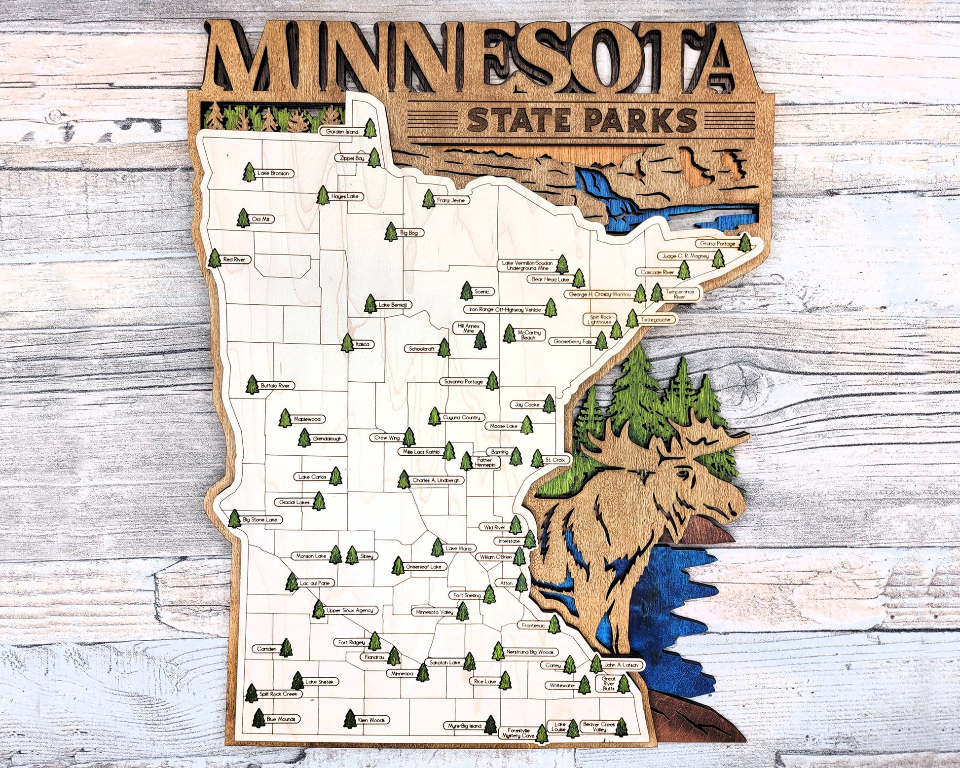 The Minnesota State Park Map - Custom and Non Customizable Options - SVG, PDF File Download - Tested in Lightburn and Glowforge