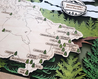 The Canadian National Parks Travel Map - 3 Backgrounds & 5 Customizable Name Plates - SVG, PDF, AI Files - Lightburn and Glowforge Tested