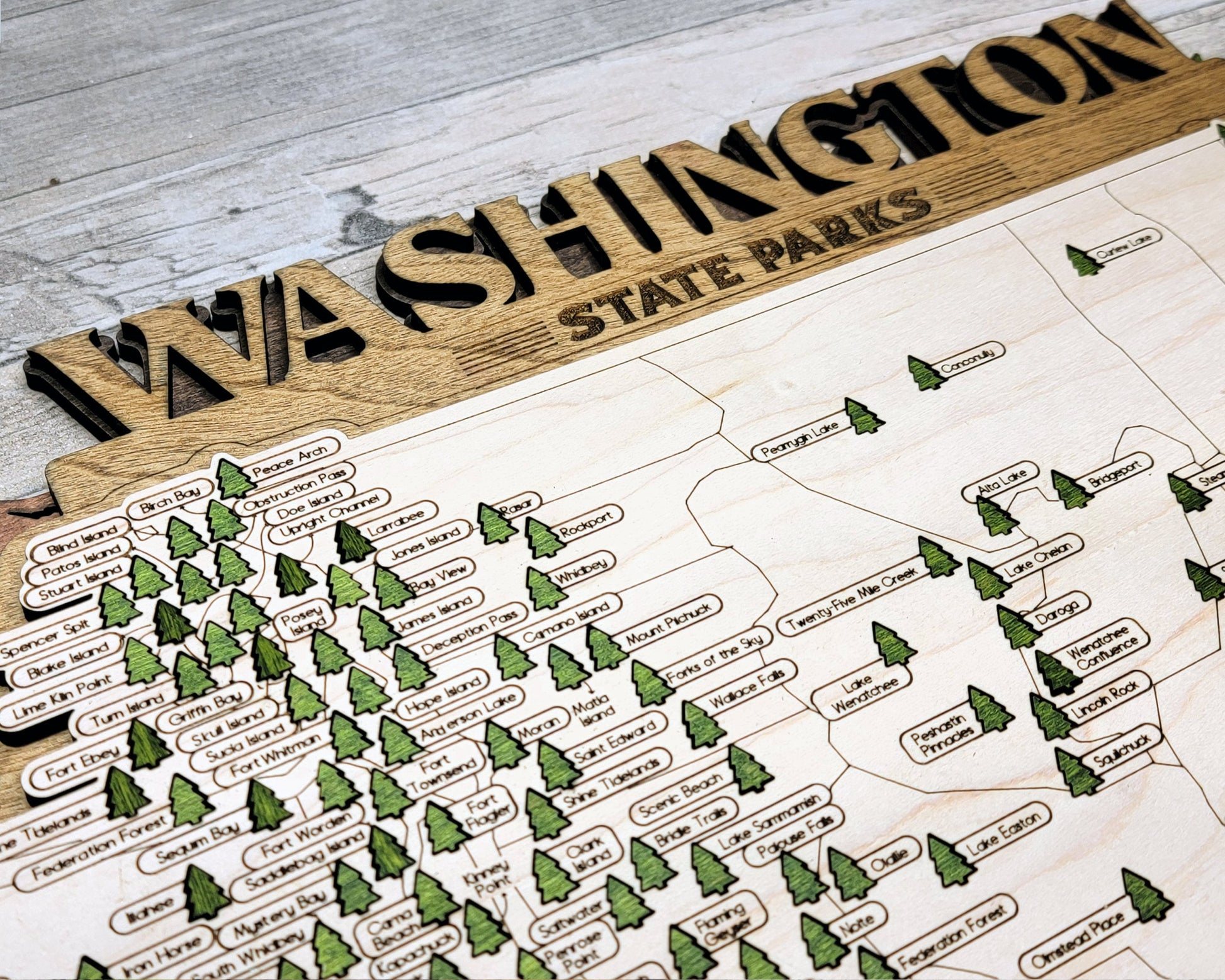 The Washington State Park Map - Custom and Non Customizable Options - SVG, PDF File Download - Tested in Lightburn and Glowforge