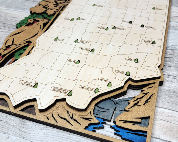 The Indiana State Park Map - Custom and Non Customizable Options - SVG, PDF File Download - Tested in Lightburn and Glowforge