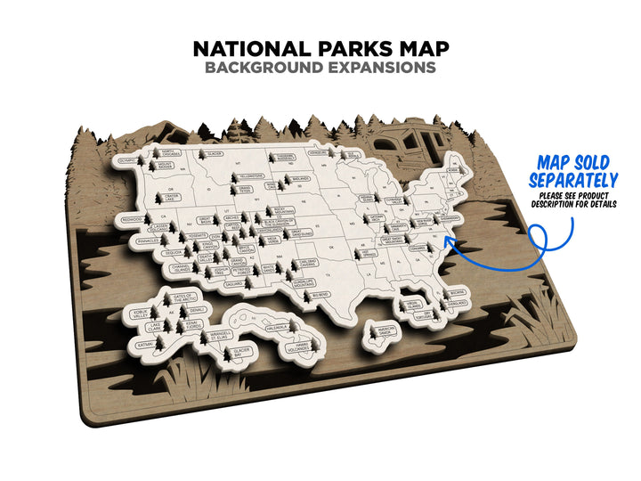 The National Park Background Expansion - 16 Backgrounds - Map Sold Separately - SVG, PDF File Download - Tested in Lightburn and Glowforge