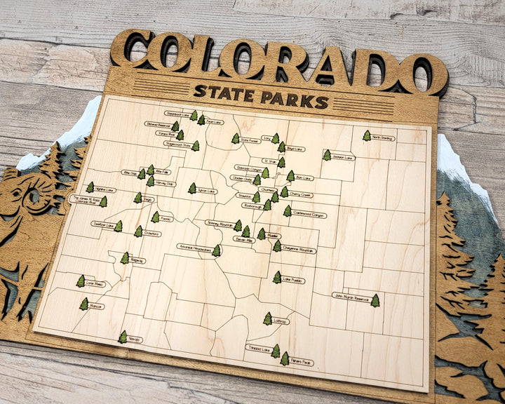 The Colorado State Park Map - Custom and Non Customizable Options - SVG, PDF File Download - Tested in Lightburn and Glowforge