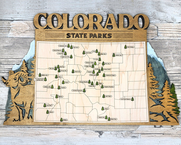 The Colorado State Park Map - Custom and Non Customizable Options - SVG, PDF File Download - Tested in Lightburn and Glowforge
