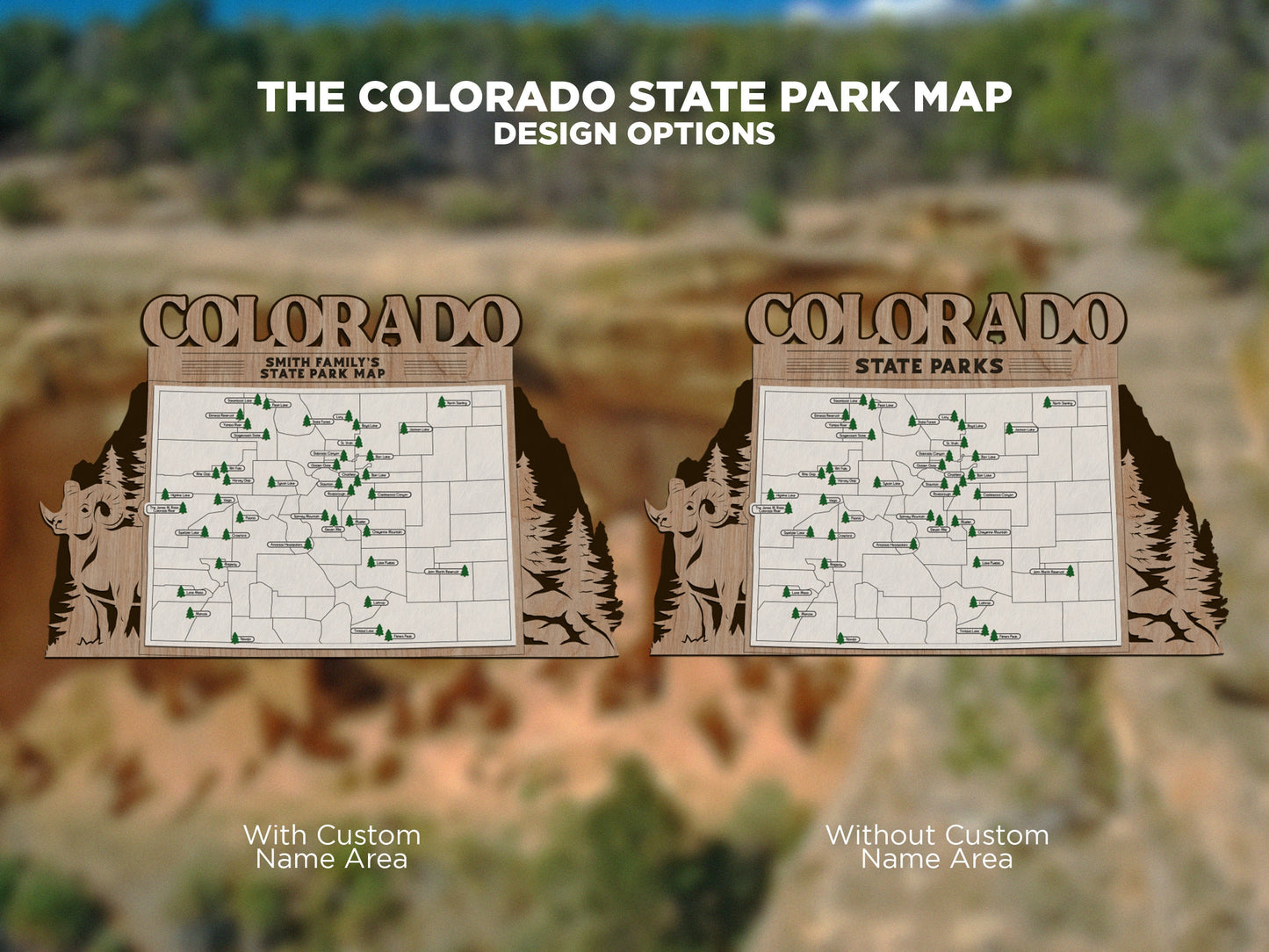 The Colorado State Park Map - Custom and Non Customizable Options - SVG, PDF File Download - Tested in Lightburn and Glowforge