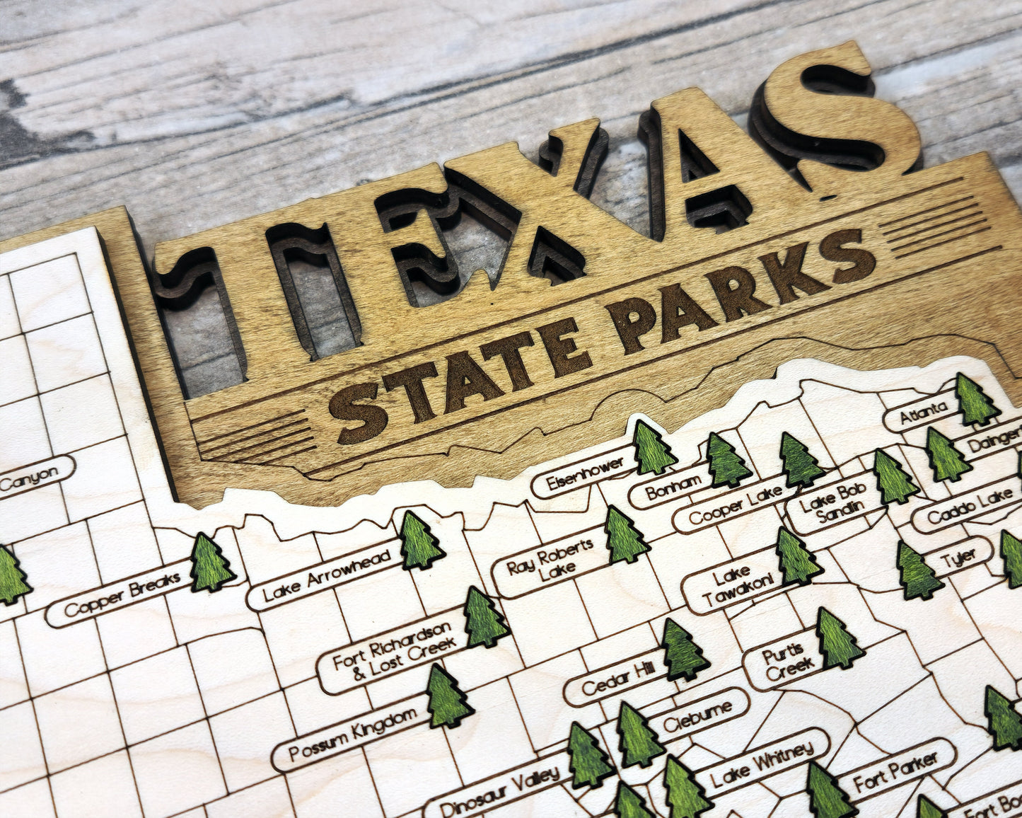 The Texas State Park Map - Custom and Non Customizable Options - SVG, PDF File Download - Tested in Lightburn and Glowforge