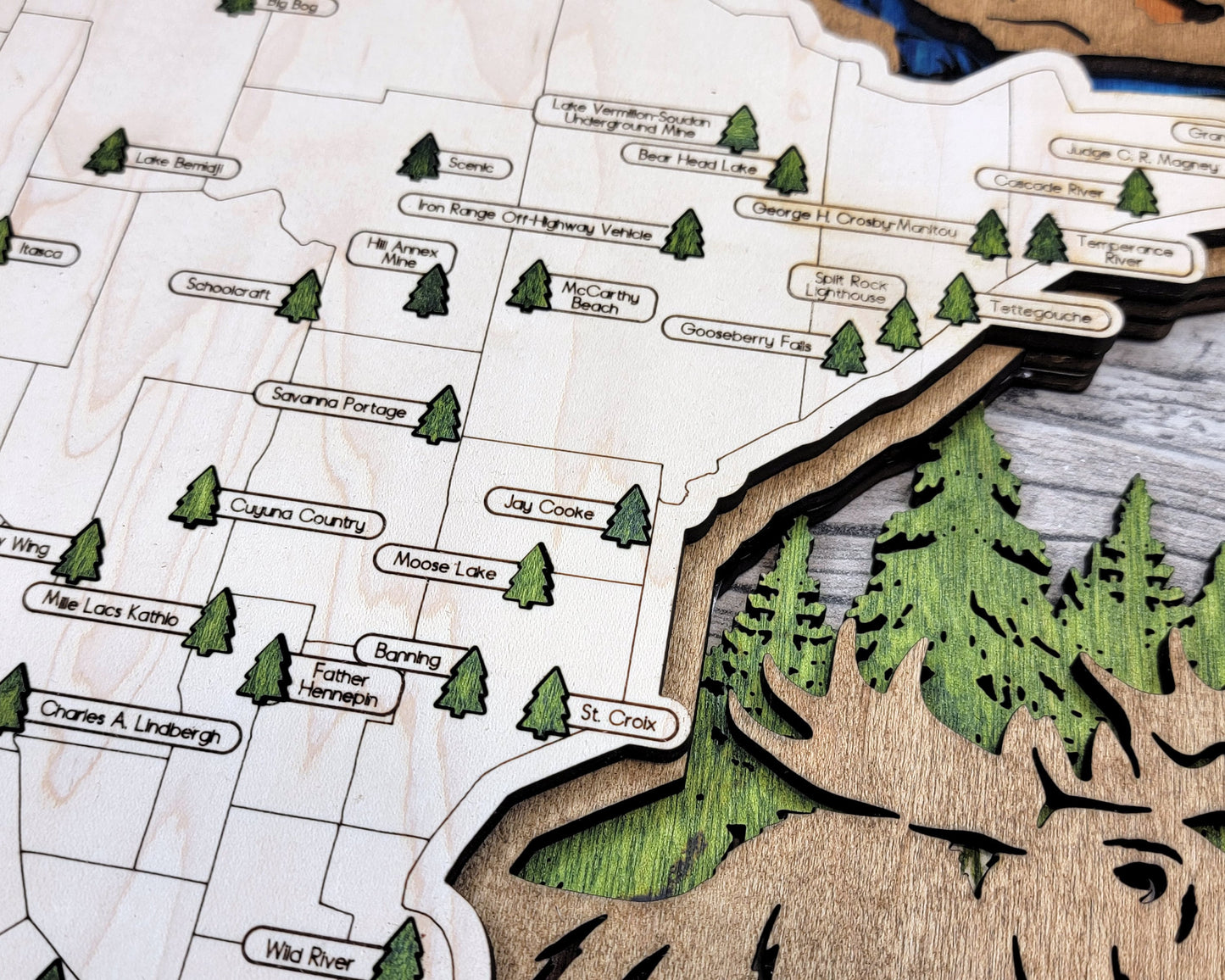 The Minnesota State Park Map - Custom and Non Customizable Options - SVG, PDF File Download - Tested in Lightburn and Glowforge