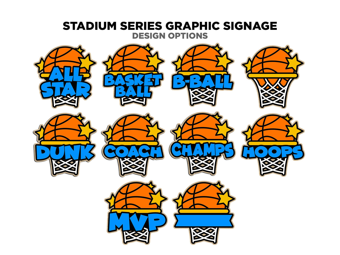 Stadium Series Graphic Signage - 5 Sport Bundle -Over 50 Custom and Non Custom Design options - SVG, PDF, AI - Glowforge & Lightburn Tested