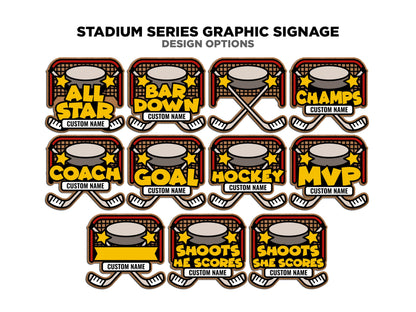 Stadium Series Graphic Signage - 5 Sport Bundle -Over 50 Custom and Non Custom Design options - SVG, PDF, AI - Glowforge & Lightburn Tested