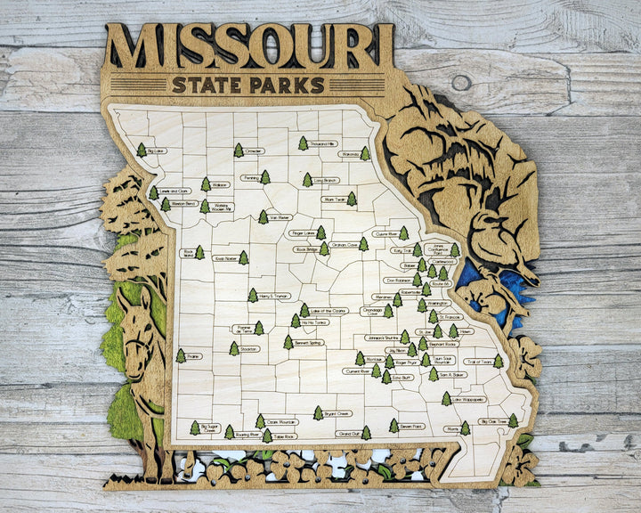 The Missouri State Park Map - Custom and Non Customizable Options - SVG, PDF File Download - Tested in Lightburn and Glowforge