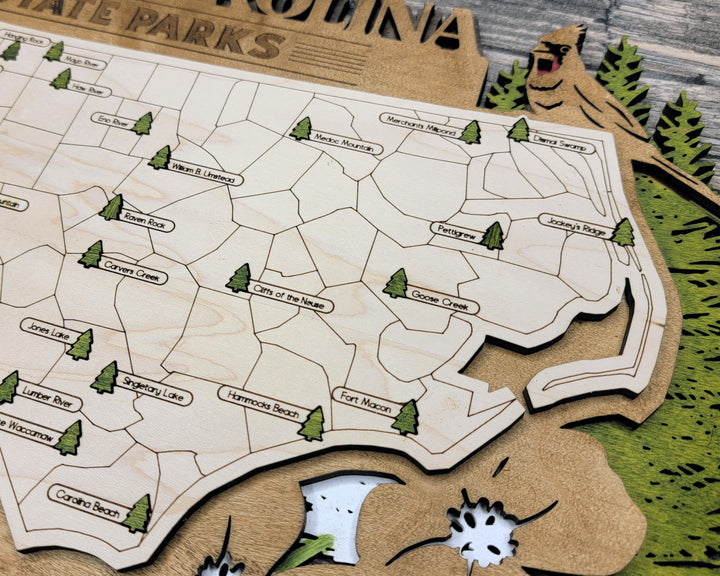 The North Carolina State Park Map - Custom and Non Customizable Options - SVG, PDF File Download - Tested in Lightburn and Glowforge