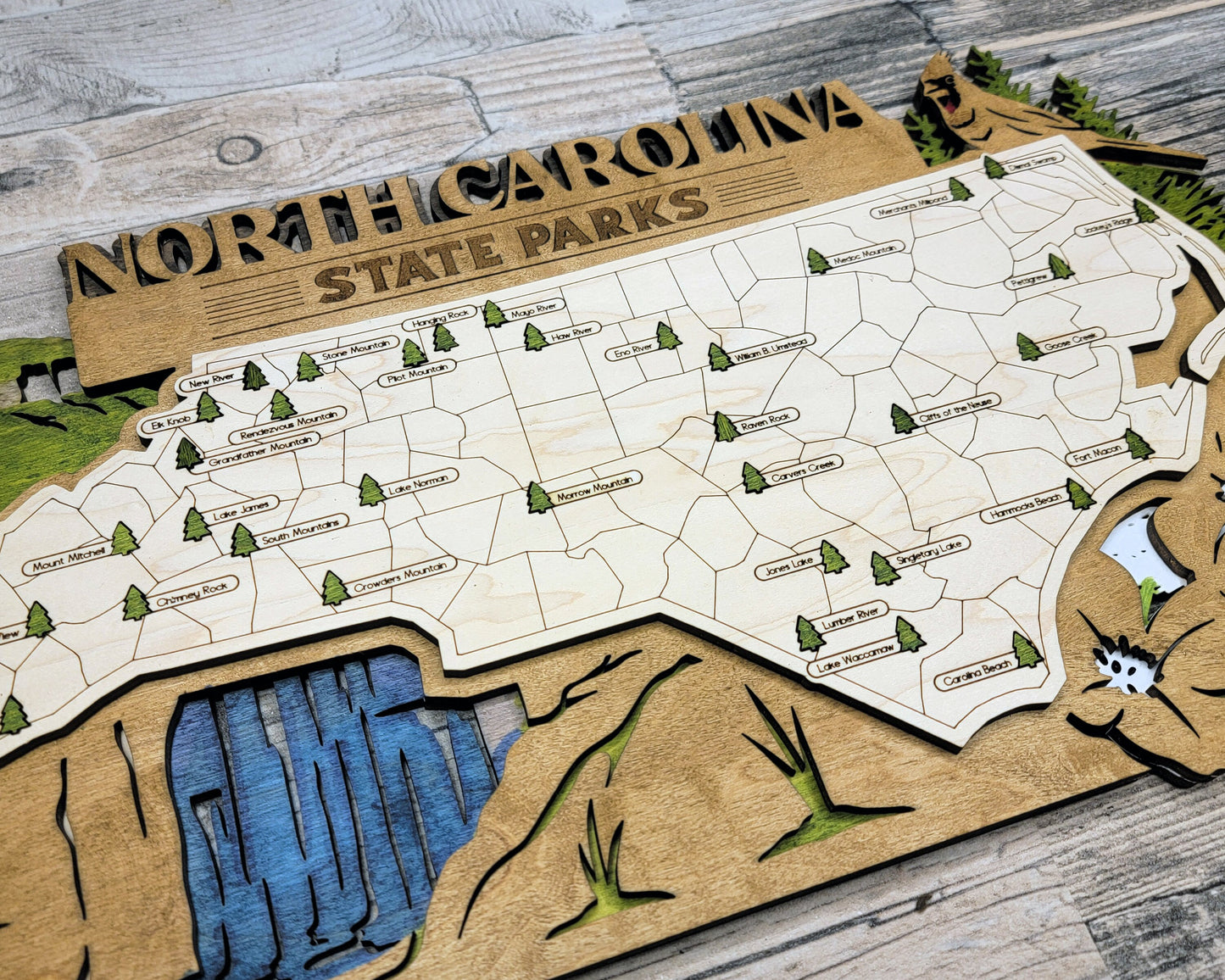 The North Carolina State Park Map - Custom and Non Customizable Options - SVG, PDF File Download - Tested in Lightburn and Glowforge