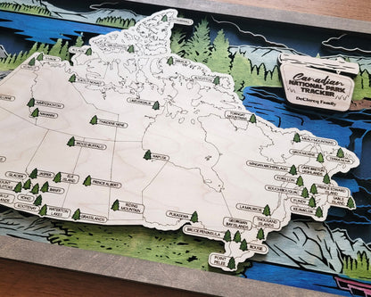 The Canadian National Parks Travel Map - 3 Backgrounds & 5 Customizable Name Plates - SVG, PDF, AI Files - Lightburn and Glowforge Tested