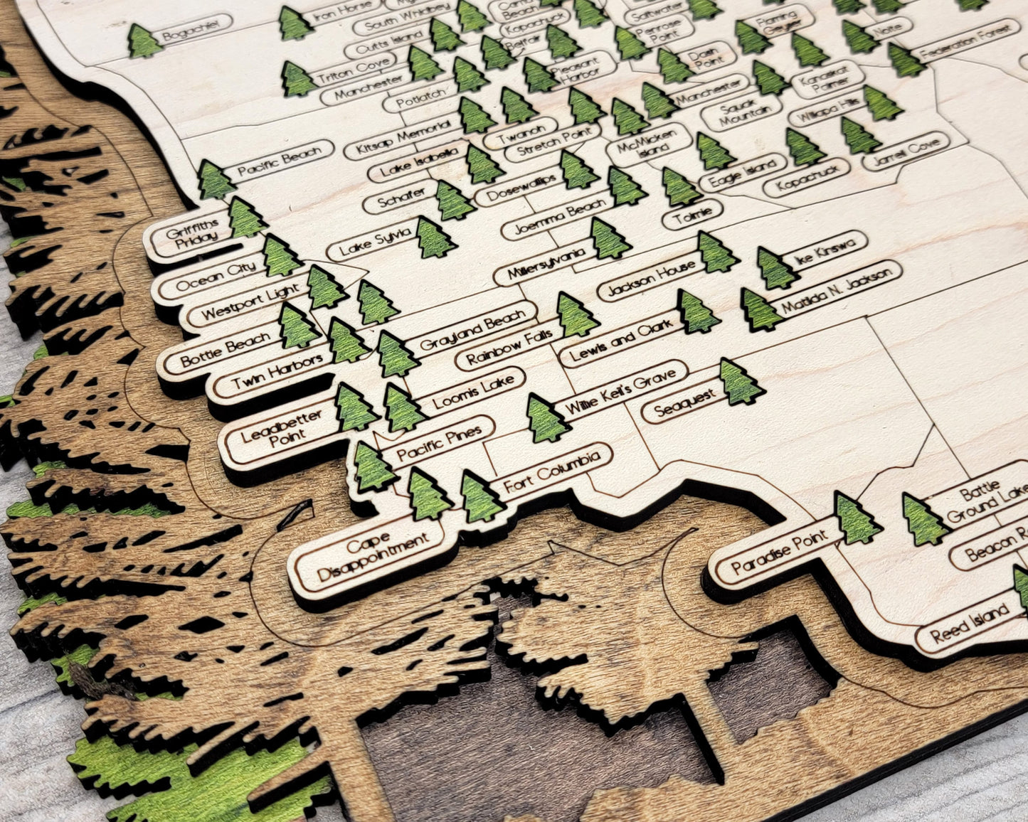 The Washington State Park Map - Custom and Non Customizable Options - SVG, PDF File Download - Tested in Lightburn and Glowforge