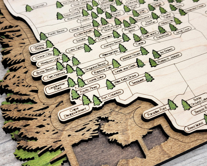 The Washington State Park Map - Custom and Non Customizable Options - SVG, PDF File Download - Tested in Lightburn and Glowforge