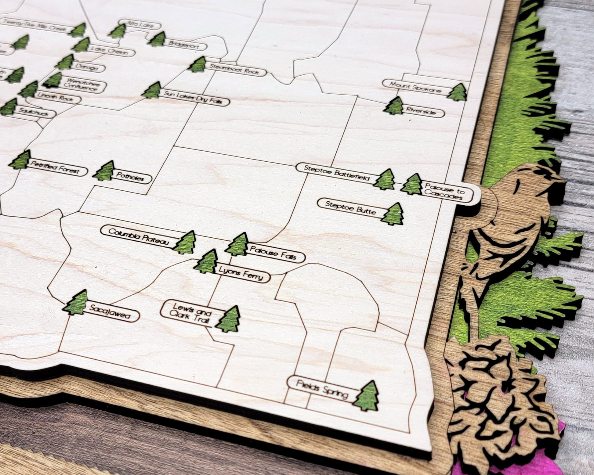 The Washington State Park Map - Custom and Non Customizable Options - SVG, PDF File Download - Tested in Lightburn and Glowforge