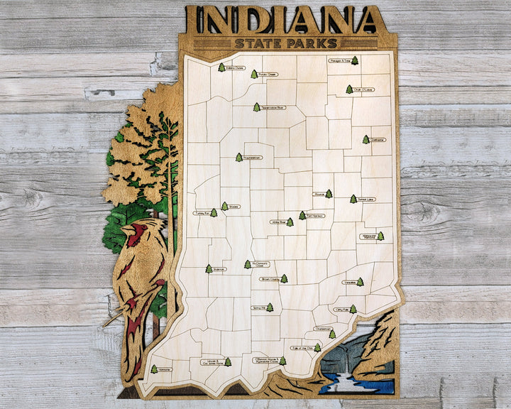 The Indiana State Park Map - Custom and Non Customizable Options - SVG, PDF File Download - Tested in Lightburn and Glowforge