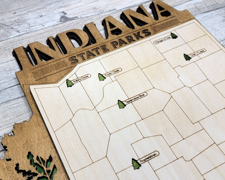 The Indiana State Park Map - Custom and Non Customizable Options - SVG, PDF File Download - Tested in Lightburn and Glowforge