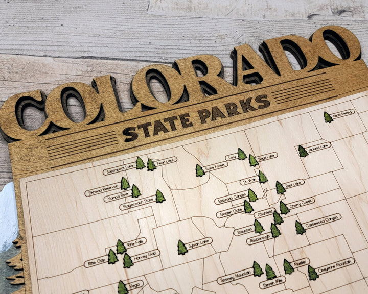 The Colorado State Park Map - Custom and Non Customizable Options - SVG, PDF File Download - Tested in Lightburn and Glowforge