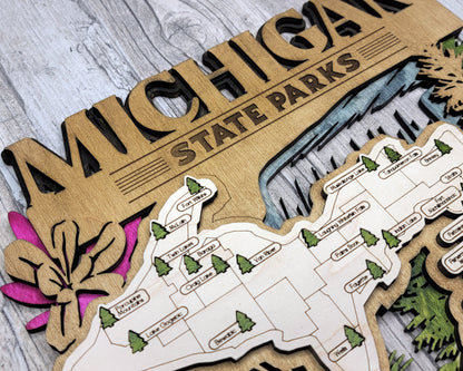 The Michigan State Park Map - Custom and Non Customizable Options - SVG, PDF File Download - Tested in Lightburn and Glowforge