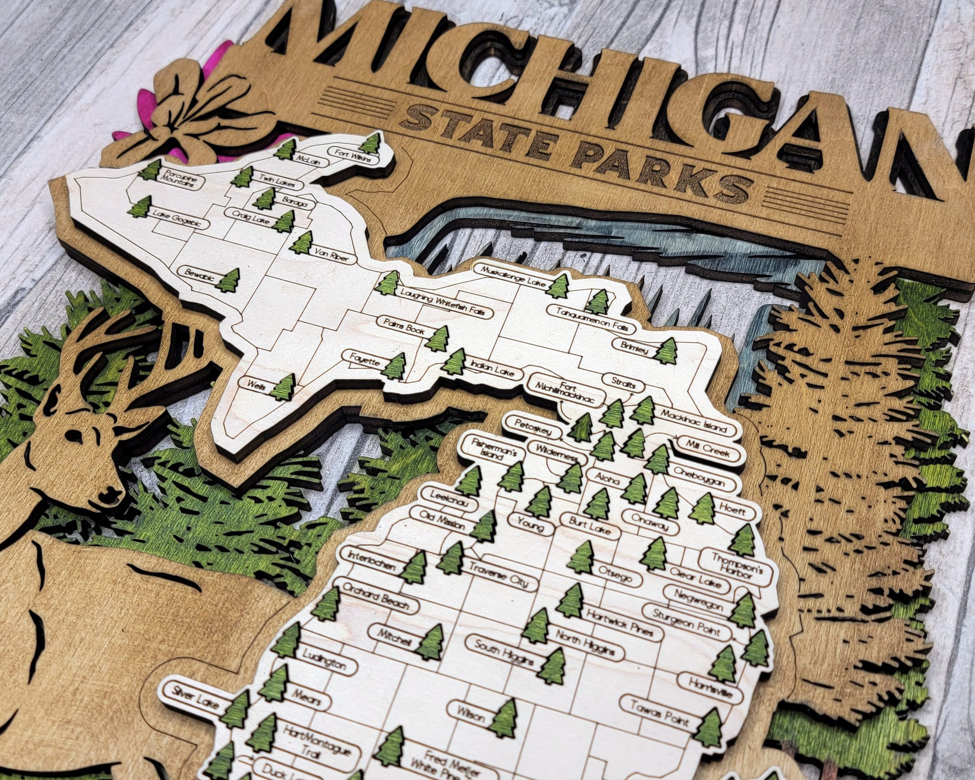 The Michigan State Park Map - Custom and Non Customizable Options - SVG, PDF File Download - Tested in Lightburn and Glowforge