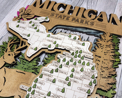 The Michigan State Park Map - Custom and Non Customizable Options - SVG, PDF File Download - Tested in Lightburn and Glowforge