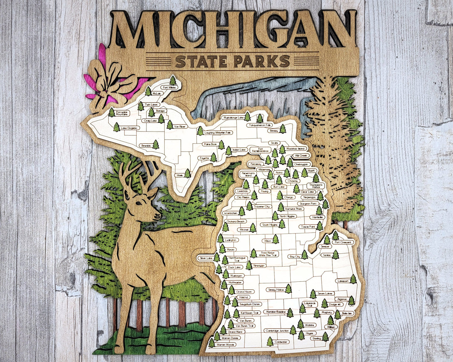 The Michigan State Park Map - Custom and Non Customizable Options - SVG, PDF File Download - Tested in Lightburn and Glowforge